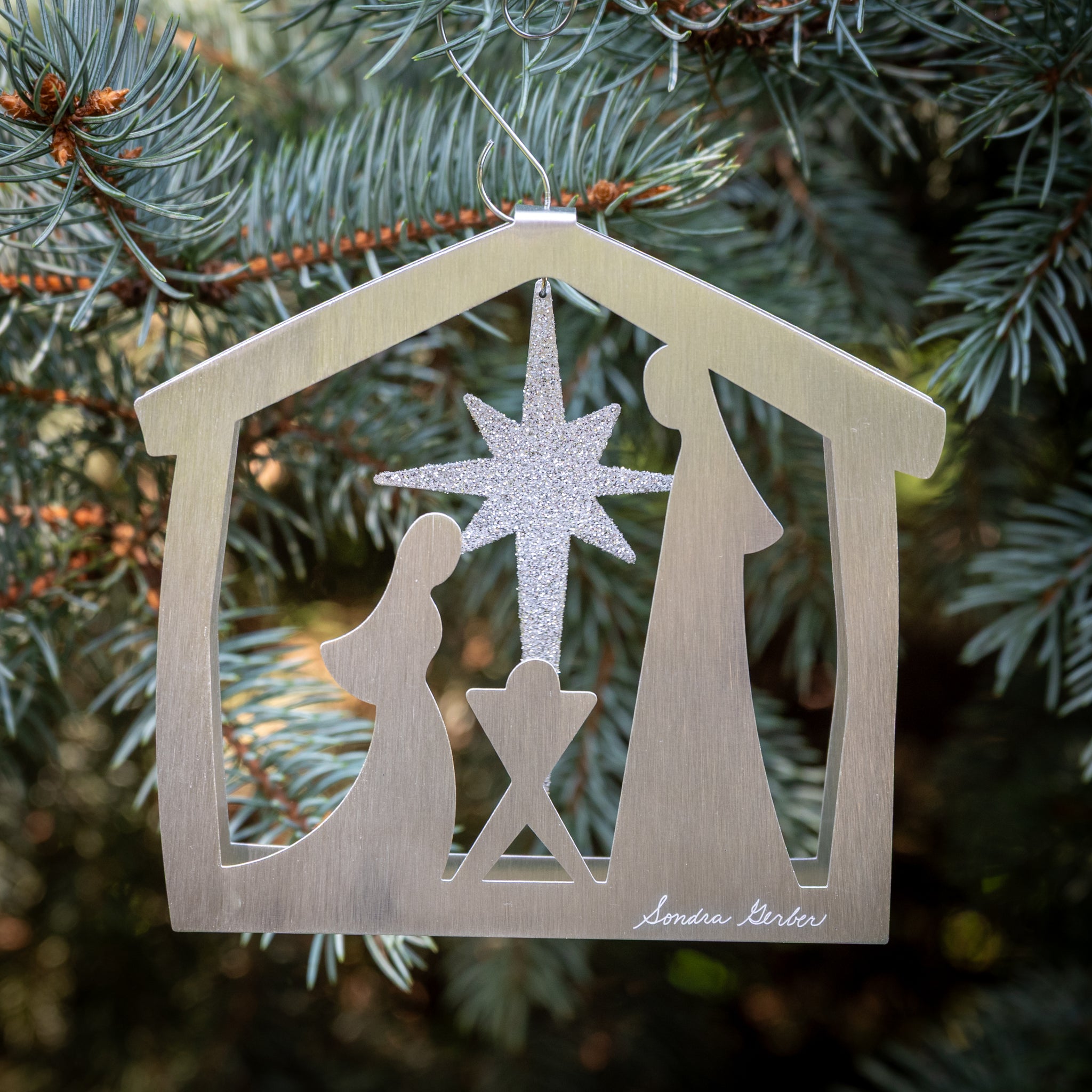 Nativity Ornament 2025 - by Sondra Gerber - ©Sondra Gerber - Metal Petal Art LLC