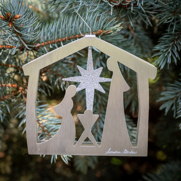 Nativity Ornament 2025 - by Sondra Gerber - ©Sondra Gerber - Metal Petal Art LLC