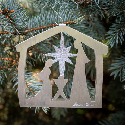 Nativity Ornament 2025 - by Sondra Gerber - ©Sondra Gerber - Metal Petal Art LLC