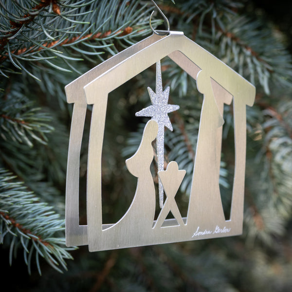 Nativity Ornament 2025 - by Sondra Gerber - ©Sondra Gerber - Metal Petal Art LLC