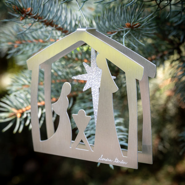 Nativity Ornament 2025 - by Sondra Gerber - ©Sondra Gerber - Metal Petal Art LLC