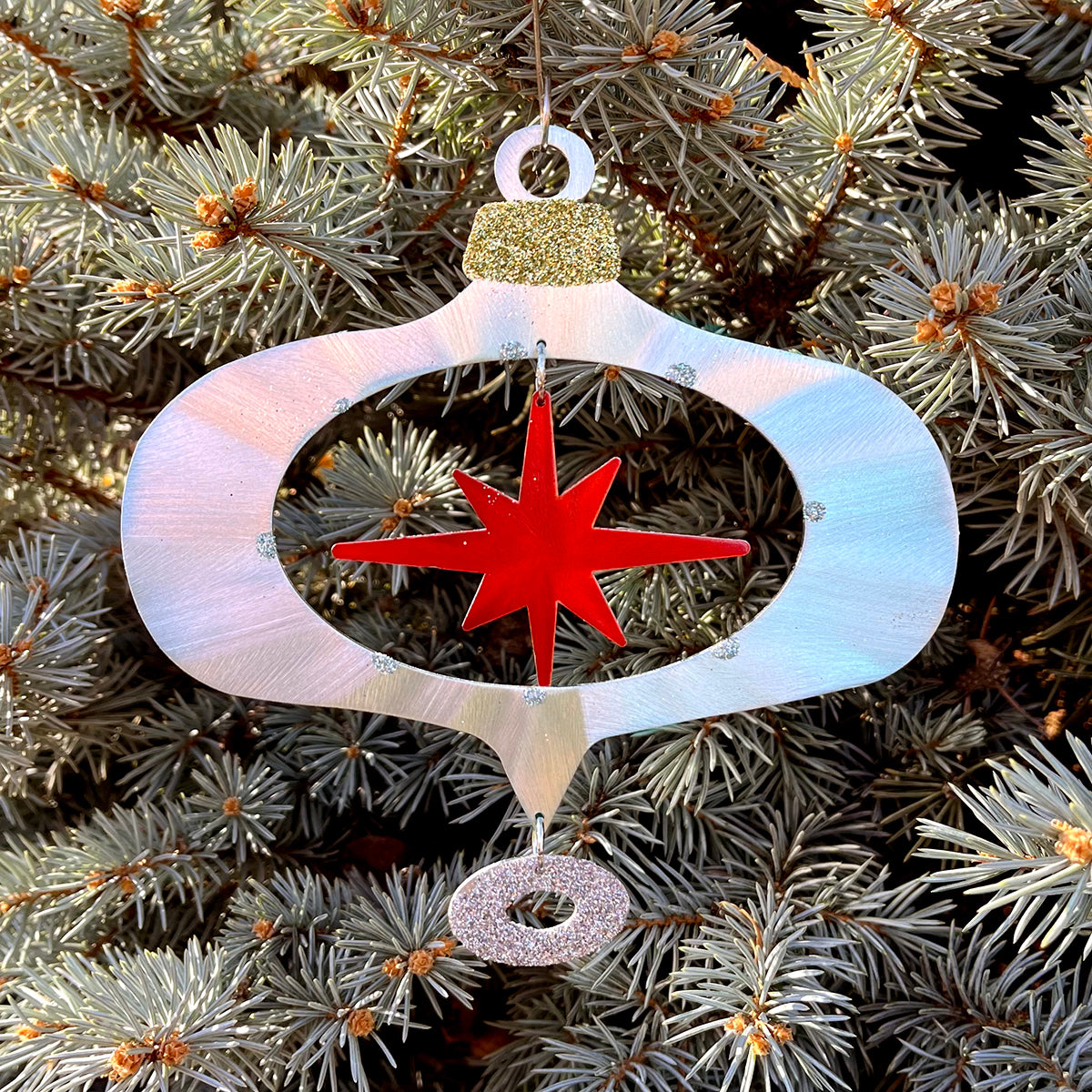 Retro Oval Ornament - by Sondra Gerber - ©Sondra Gerber - Metal Petal Art LLC