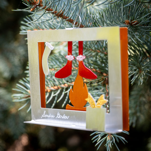 Toasty Toes Ornament 2025 - by Sondra Gerber - ©Sondra Gerber - Metal Petal Art LLC