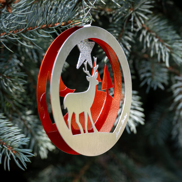 Winter Deer Ornament 2025 - by Sondra Gerber - ©Sondra Gerber - Metal Petal Art LLC
