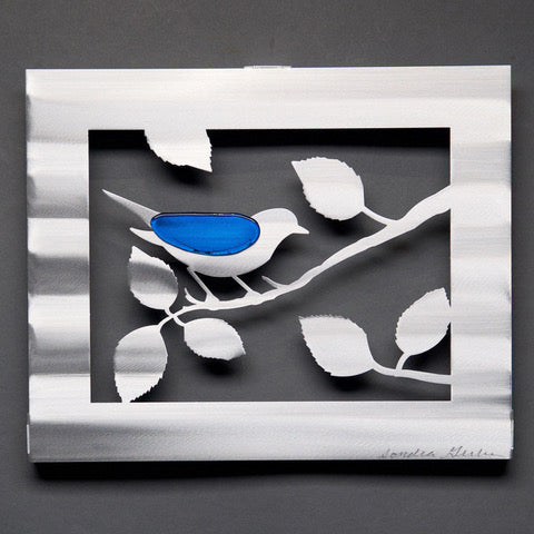 Berries & Leaves Bird Panels with Glass - by Sondra Gerber - ©Sondra Gerber - Metal Petal Art LLC