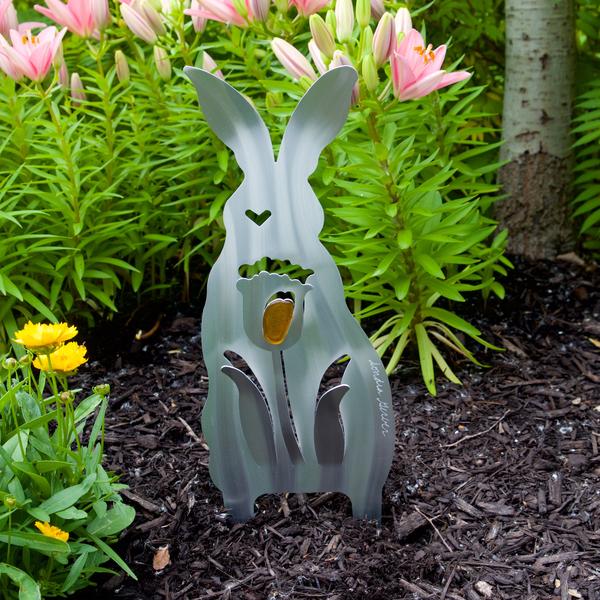 Garden Tulip Bunny by Sondra Gerber - by Sondra Gerber - ©Sondra Gerber - Metal Petal Art LLC