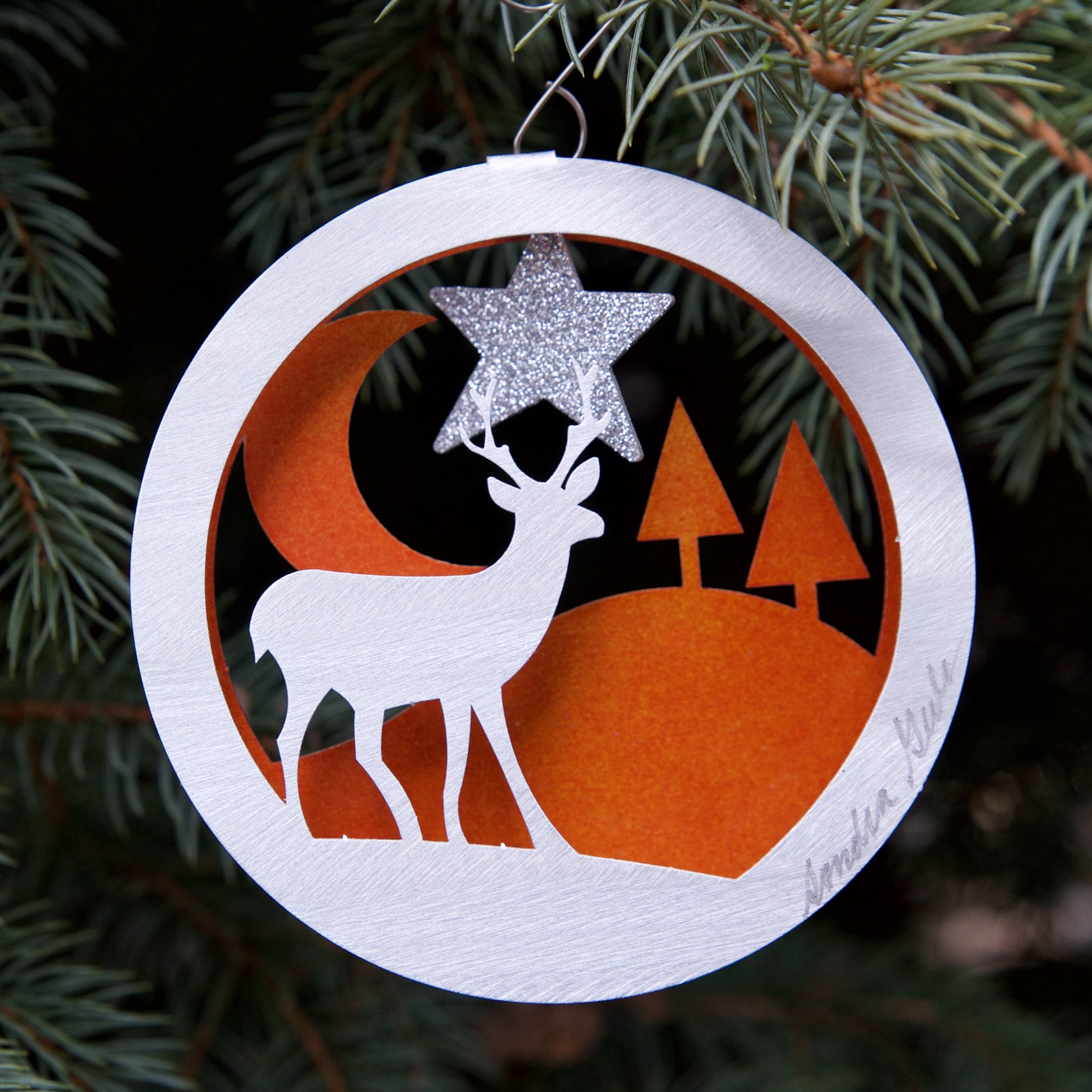Winter Deer Ornament - by Sondra Gerber - ©Sondra Gerber - Metal Petal Art LLC