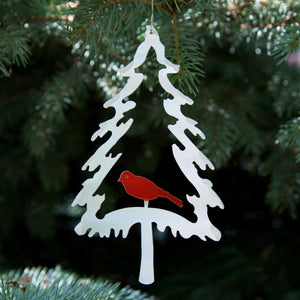 Evergreen Bird Ornament - by Sondra Gerber - ©Sondra Gerber - Metal Petal Art LLC