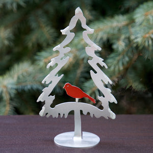 Evergreen Bird Tree - Freestanding - by Sondra Gerber - ©Sondra Gerber - Metal Petal Art LLC