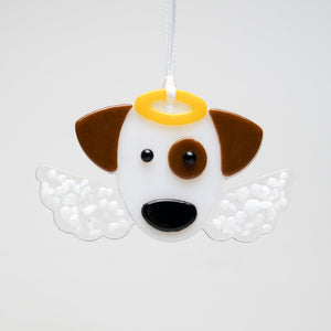 Glass Angel Dog Ornament - by Sondra Gerber - ©Sondra Gerber - Metal Petal Art LLC