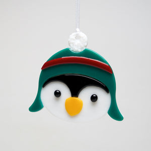Glass Penguin in Hat ornament - by Sondra Gerber - ©Sondra Gerber - Metal Petal Art LLC