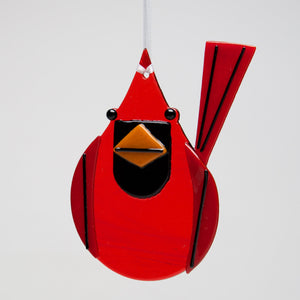 Glass Harper Cardinal Ornament - by Sondra Gerber - ©Sondra Gerber - Metal Petal Art LLC