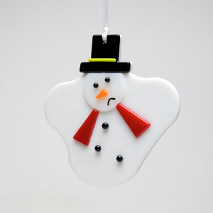 Glass Melted Snowman ornament - by Sondra Gerber - ©Sondra Gerber - Metal Petal Art LLC