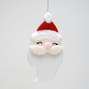 Glass Santa Face ornament - by Sondra Gerber - ©Sondra Gerber - Metal Petal Art LLC