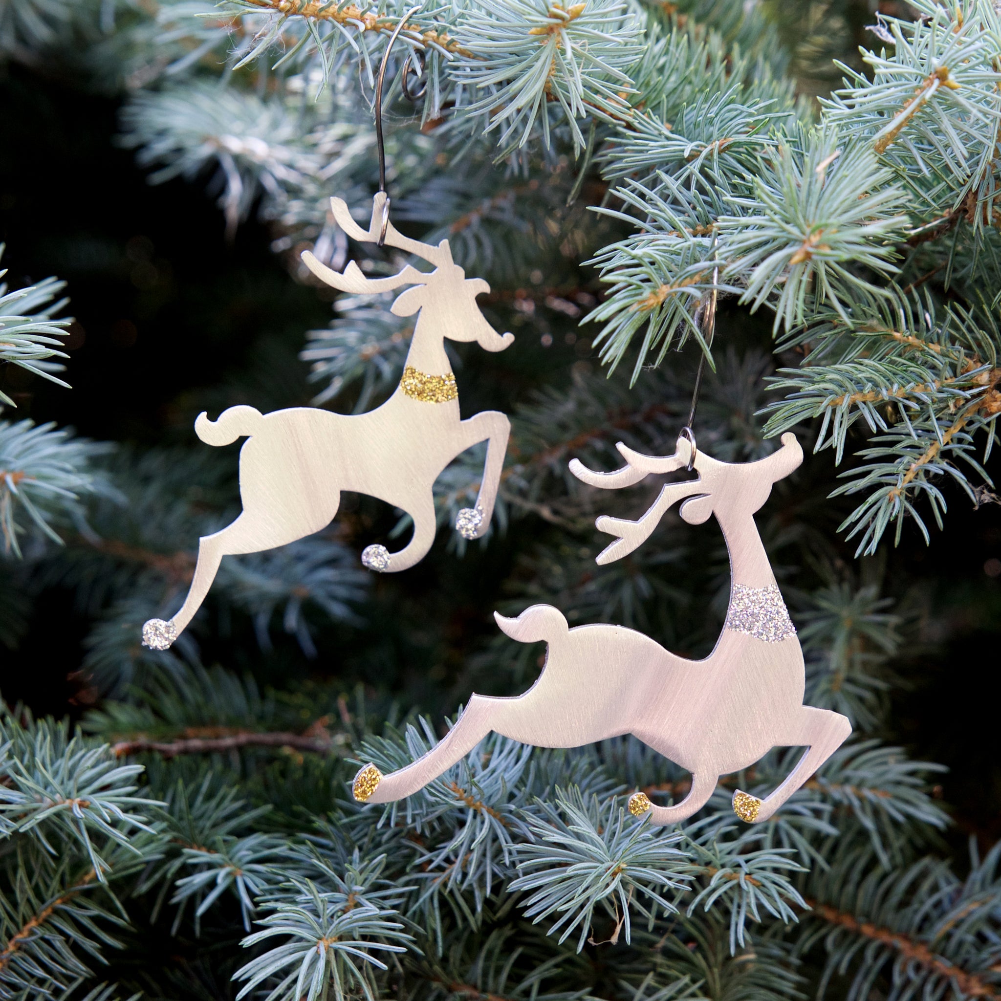 Tiny Deer Ornament set - by Sondra Gerber - ©Sondra Gerber - Metal Petal Art LLC